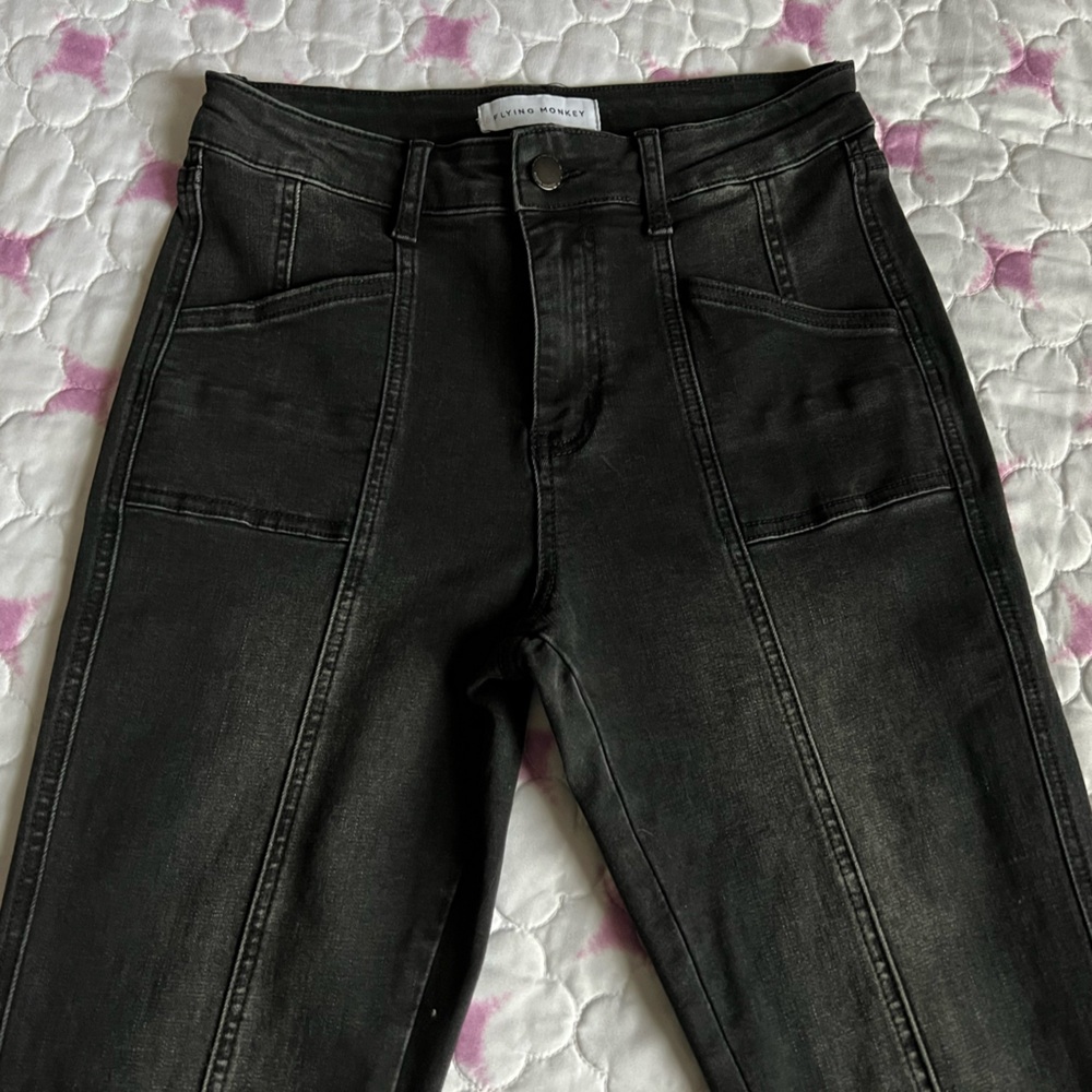 Flying Monkey Black Wide Leg Flare Jeans